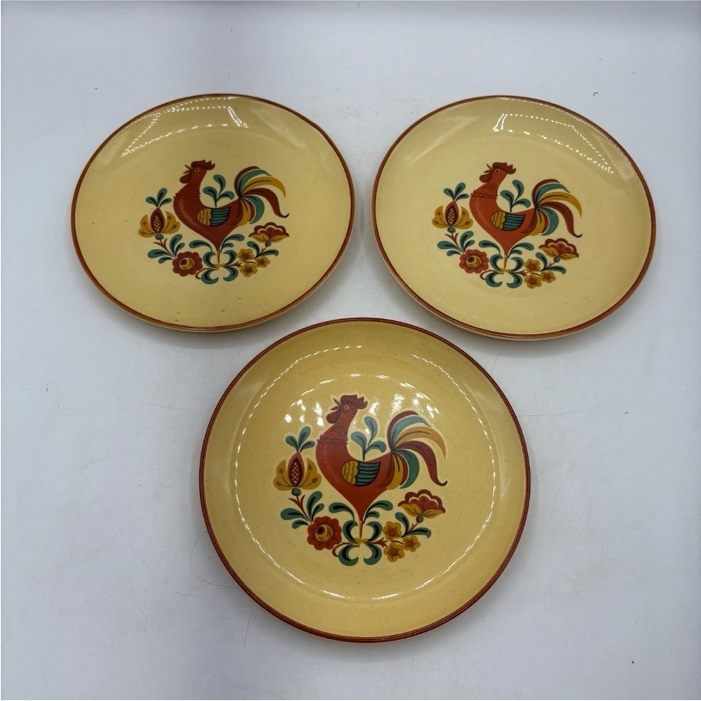 Vintage Taylor Smith & Taylor Rooster Salad Plate 6 1/2” Set‎ of 3